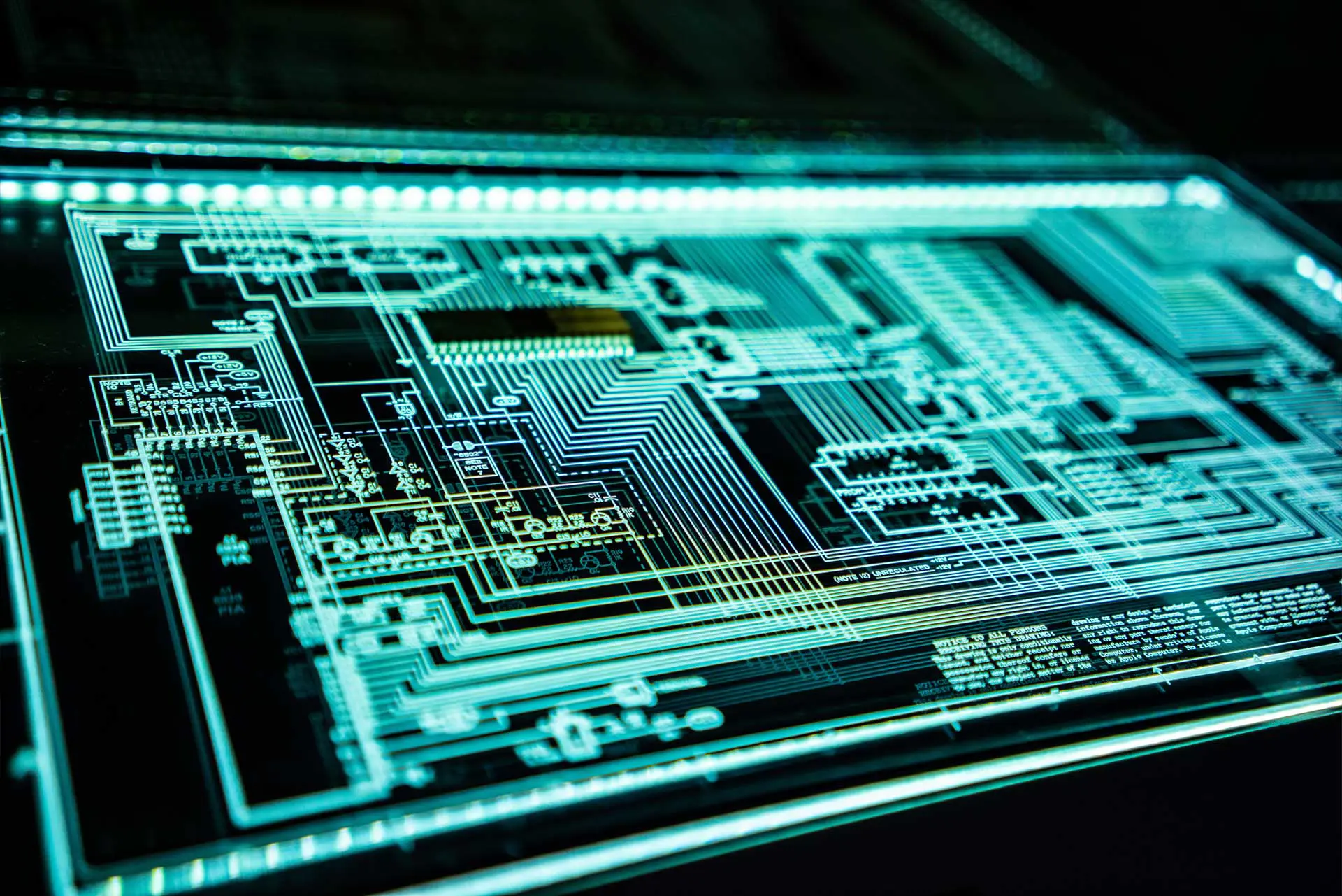 circuit board digital technology blue background